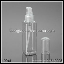 Bouteille en plastique 100ml, 100ml bottlw carré en plastique, 100ml bouteille en plastique transparent avec pompe pp et bouchon